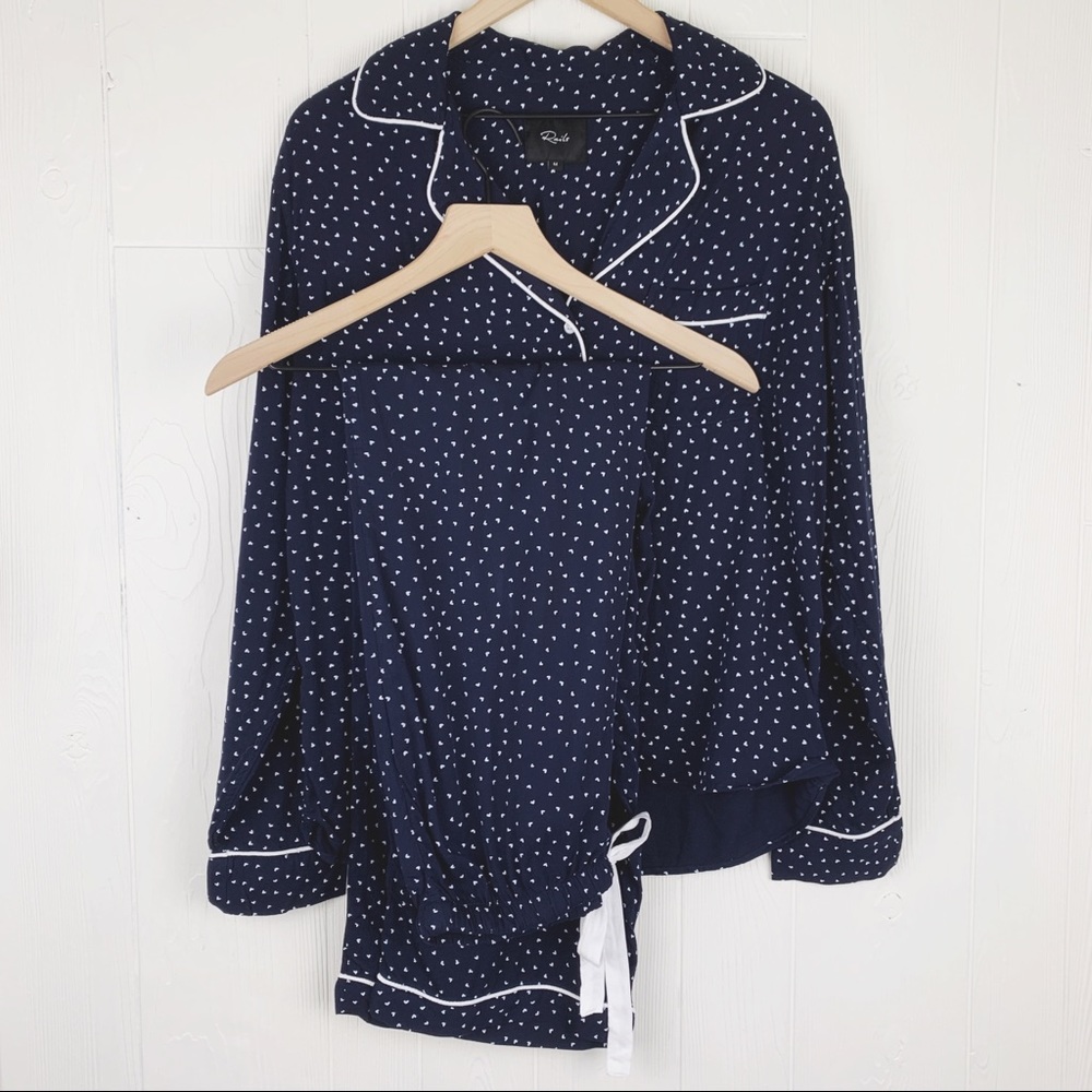 Rails Navy Heart Print Pajama Set